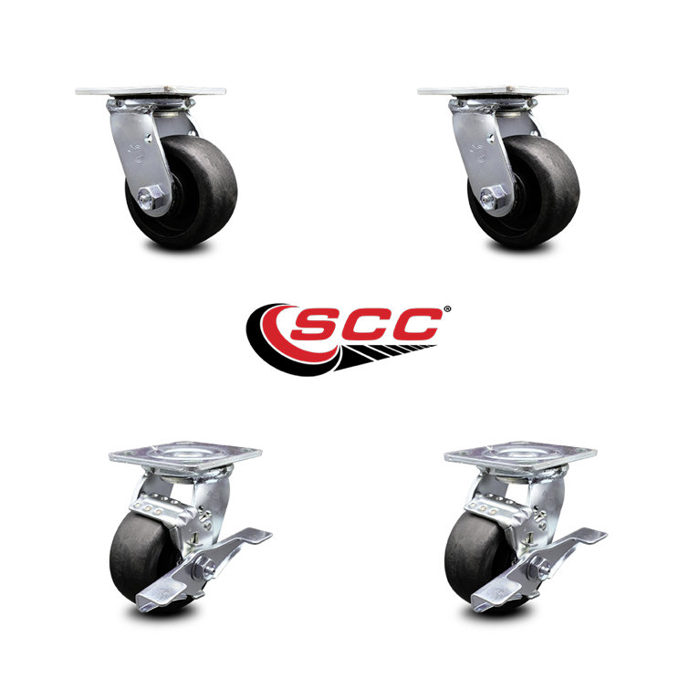 Service Caster 4 Inch Glass Filled Nylon Swivel Caster Set with Ball